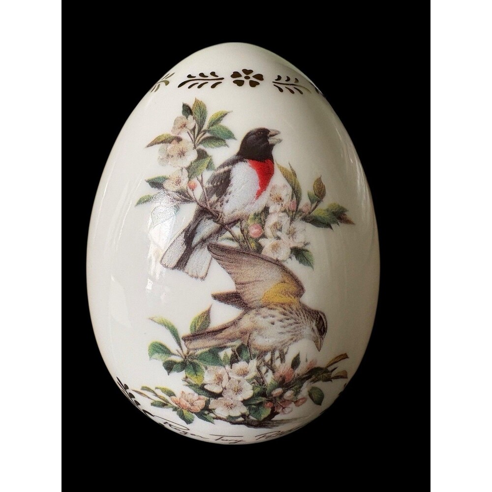 Danbury Mint Roger Tory Peterson Porcelain Songbird Egg Rose-Breasted Grosbeak - Picture 2 of 7